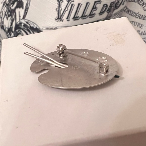 Vintage Beau Signed Sterling Silver Paint Palette Brooch Pin. Beautiful! - Picture 3 of 6